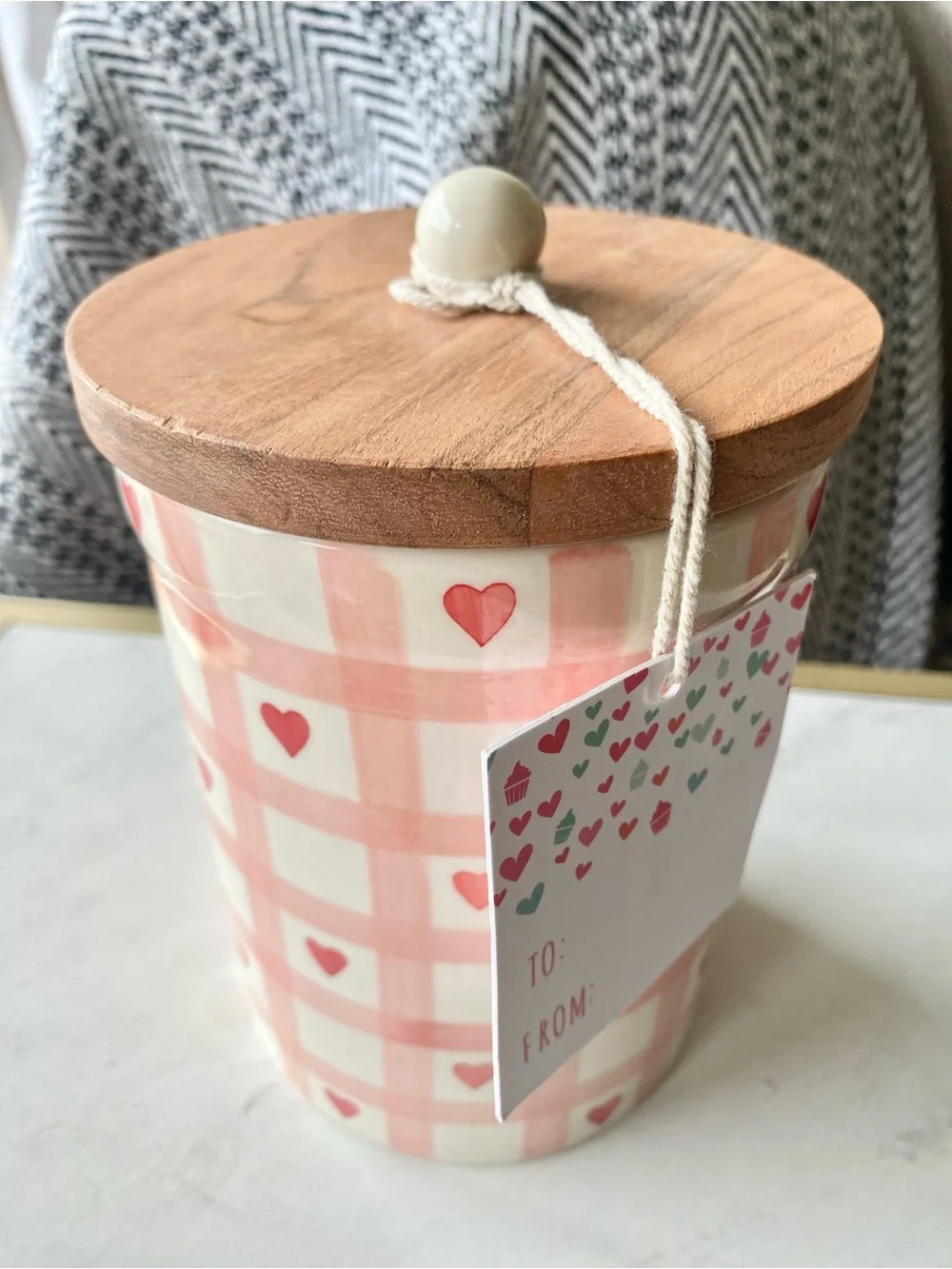 Valentines Heart Checkered Canister by Love & Cupcakes